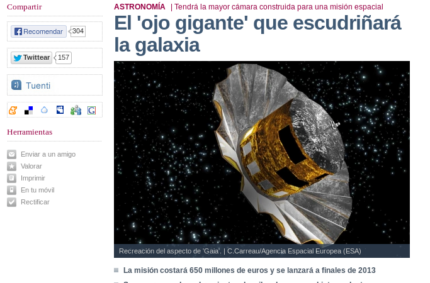 “El ‘ojo gigante’ que escudriñará la galaxia” (El Mundo, 23 Oct 2013)
