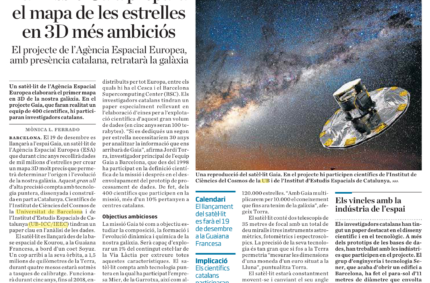 La missió Gaia prepara el mapa de les estrelles en 3D més ambiciós (Ara, 3 Dec 2013)