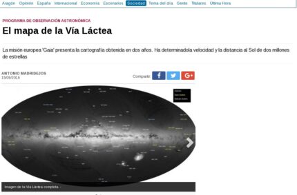 “El mapa de la Vía Láctea” (El Periódico de Aragón, 15 Sept 2016)